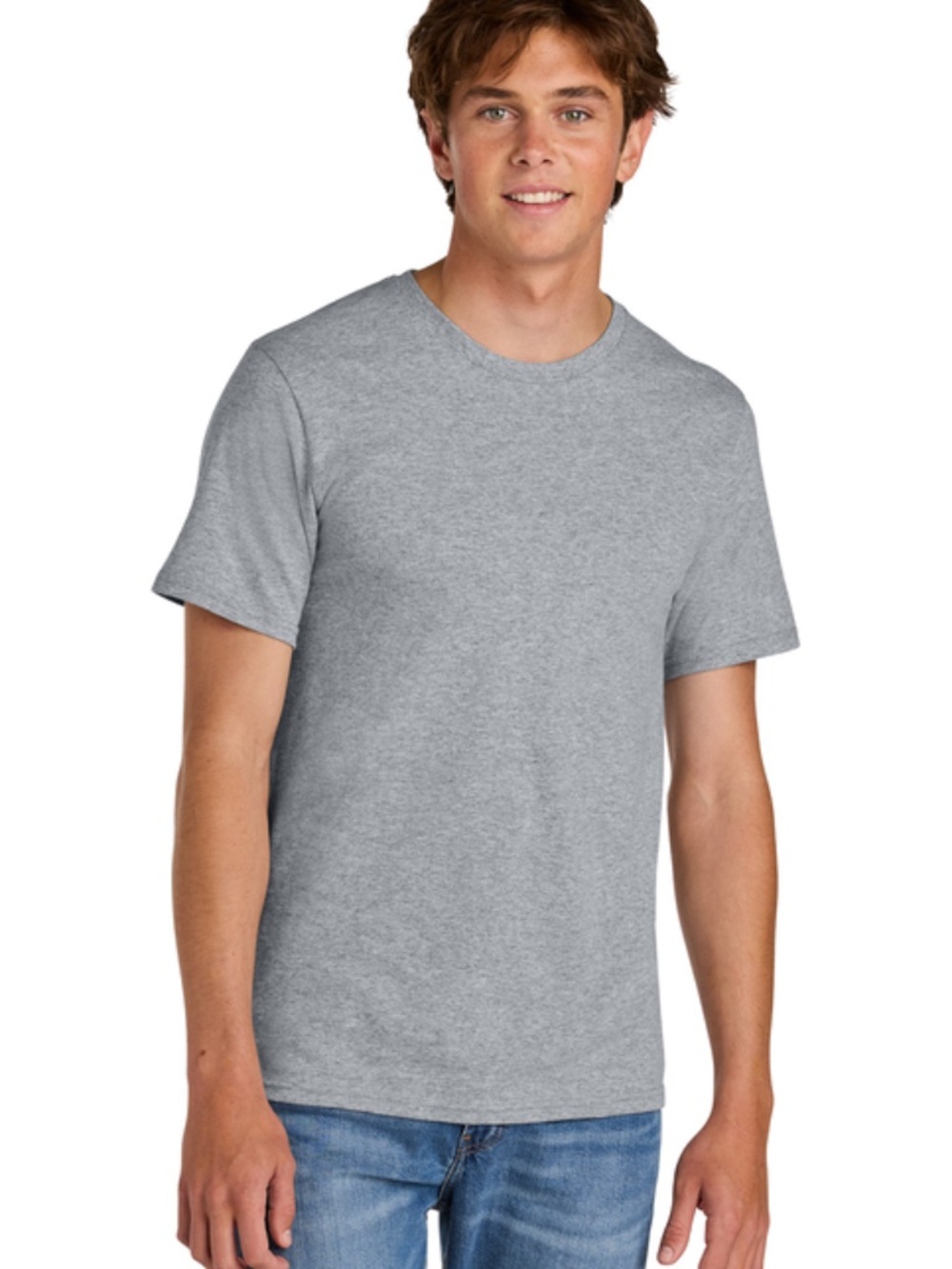 Port & Co. Easy Cotton (PC43) Men's Heather Gray Crewneck T-Shirt